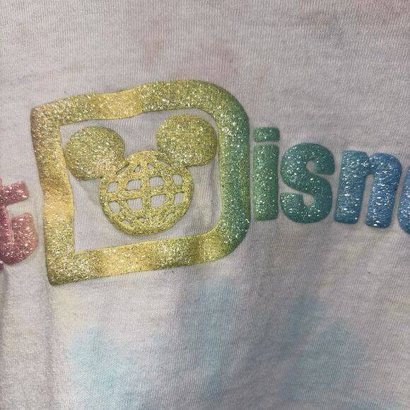 Walt Disney World Pastel Tie Dye Spirit Jersey Glittery Puff Letters Girls XL - Picture 9 of 11